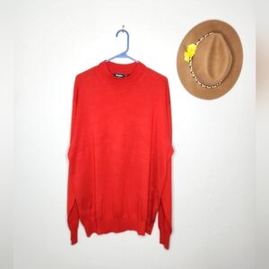 NEW Neiman Marcus Size XXL Classic Red Silk Cashmere Crewneck Sweater